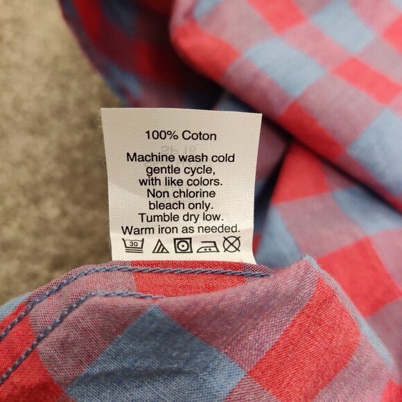 J. Crew Men's Button Down Plaid Shirt in Red Blue Size Medium 100% Cotton Office - Picture 7 of 7
